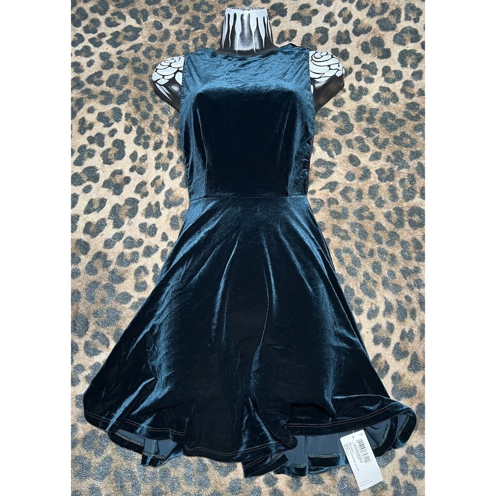American Apparel Dress Women Medium Velvet Sleeveless Y2K Indie Blue Nile NEW